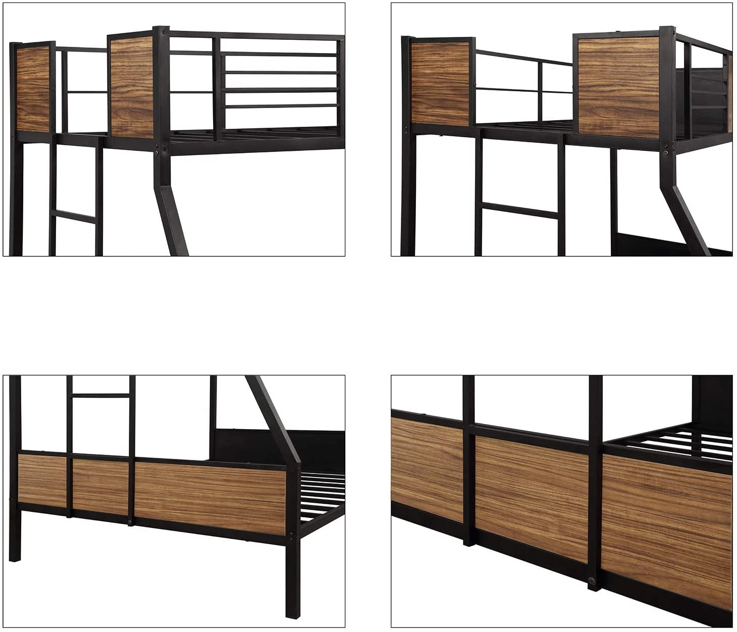 Steel twin bunk bed modern style metal bunk bed with safety rail