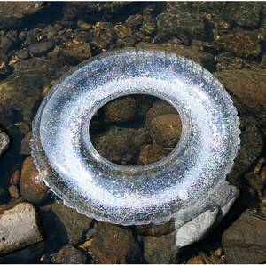 Stock Transparent plastic life ring with silver glitter, Glitter Swim Ring, Swimming Pool Tube, Swim ring Float