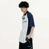 Street style American splicing contrasting color design lapel short-sleeved shirt mens hip-hop versatile Polo shirt