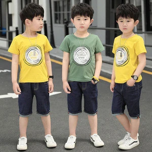Summer Kids Clothes 2019 Wholesale Retail Cheap Plus Fashion Children Clothing Cotton T-shirt Denim Shorts Casual Boys Sets