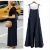 Import Summer linen long and wide legs jumpsuit cotton suspenders trousers women casual loose dress from China