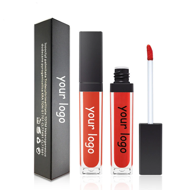 Super waterproof lipstick tube beauty cosmetics liquid matte lip gloss 33 colors glitter custom lipstick private label matte