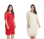 T-D093 Pencil Style Wedding Fat Women Lace Elegant Plus Size Dress