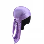 Thicker Bigger Section Simulation Silk Durags Pure Color Head Cap Long Tail Pirate Hat Colorful Couple Silky Durag