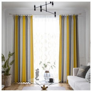 tiktok ins yarn dyed stripe 100% polyester curtain fabric modern senior grey el hierro gris cortina window shade curtain valance