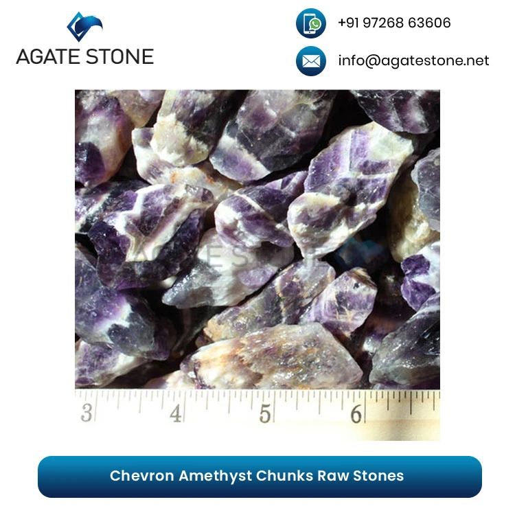 Trusted Exporter of Chevron Amethyst Chunks Raw Precious Stones for Sale