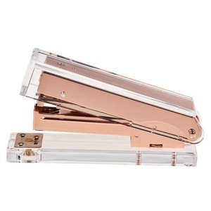 Types of stationery transparent hot Office Supplies Acrylic Rose Gold Stapler