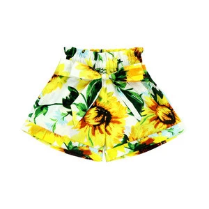 TZ-124-YXG  100% cotton  High Waist Sunflower Bow front Girl shorts