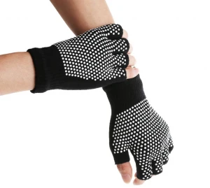 Unisex Fitness Fingerless Crochet Knit Gloves Mittens Gym Glove Half Fingers Gloves Women Men Sports Accessories Non-Slip Wear