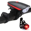 USB Rechargeable Cycling Head Light Lamp Bike Warning light LED Bicycle Front Light with Horn Alarm Bell
