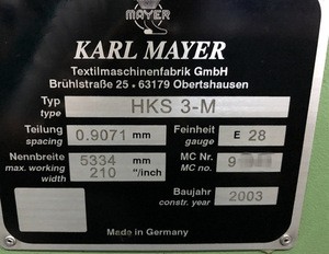 USED WARP KNITTING MACHINES KARL MAYER
