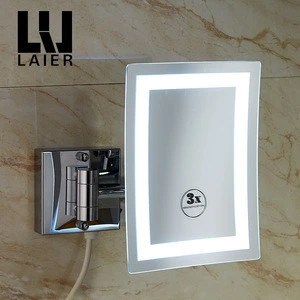 Wall vanity 2-side makeup led mirror with lights hotel bathroom luxury square magnifying mirror