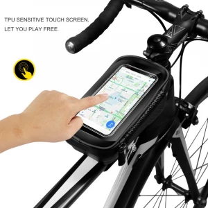 Waterproof PU Bike Saddle Bag Front Tube Touch Screen Bicycle Frame Bag for Phone
