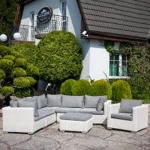 WHITE GREY OUTDOOR SOFA RATTAN WICKER POLY SET VIETNAM FACTORY
