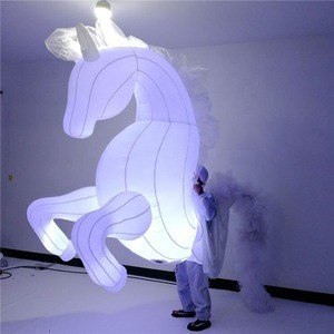 White Inflatable Mascot Horse Costume With LED For Nightclub Decoration