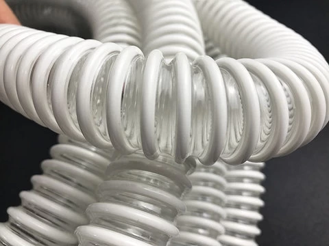 White Pu plastic reinforced spiral hose long tube air hose for breathing machine
