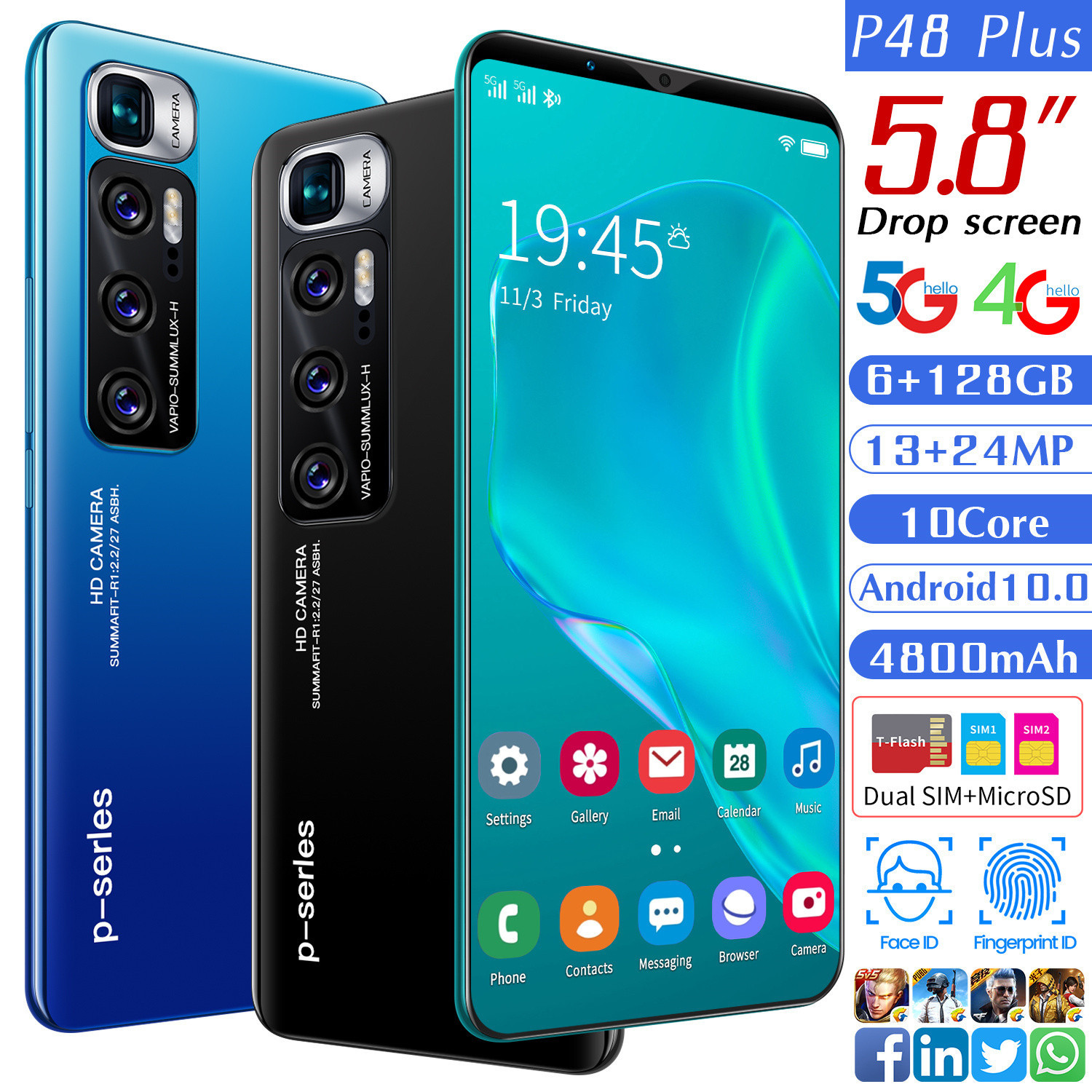 Buy Wholesale Big Screen Oem 5.8 Inch P48 Plus Display Unlocked Smart ...