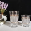 Wholesale Cheap Color Pressed Glass Highball Engraved Elegant Juice Glass Tumbler Glass