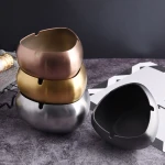 Wholesale custom logo stainless steel ashtray metal triangle windproof cigarette cigar ashtray