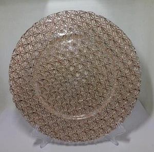 wholesale custom wedding embossed round glass beaded charger plate