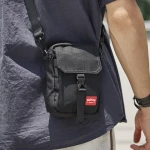 Wholesale customized polyester shoulder black waterproof  Crossbody sliding messenger bag