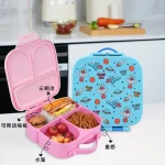 Wholesale Cute Cartoon Loncheras Portable Water Proof Bento Box Plastic Kids Lunch Box With Cutlery
