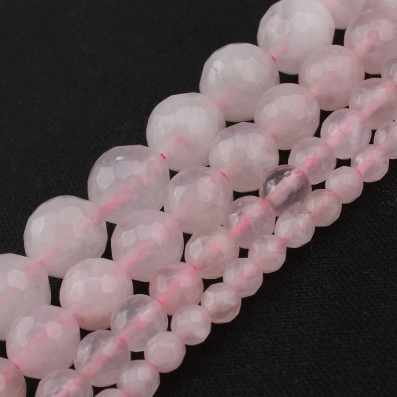 Wholesale Jewelry Accessories Faceted Pink Crystal Rose Quartz Round Stone Beads for Diy Necklace Bracelet
