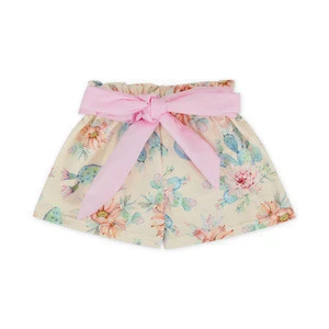 Wholesale Latest Design Flower Baby  Girls Short Pants Bowtie Summer Girls Shorts