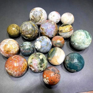 Wholesale natural gemstone folk crafts healing stones ocean jasper crystal ball sphere for decoration