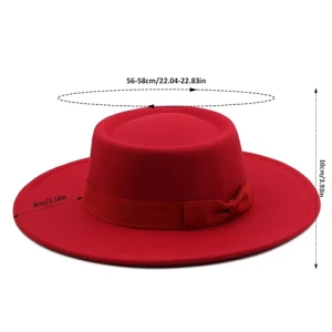 Wholesale New Plain Fedora Hat Wih Bowknot For Women Wide Brim Flat Top Blank Panama Hat Unisex Fashion Felt Party Cowboy Hat