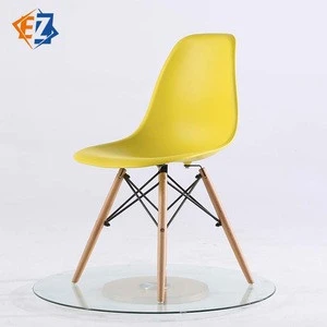 Wholesale Plastic Modern Dining Chair with Wood Legs