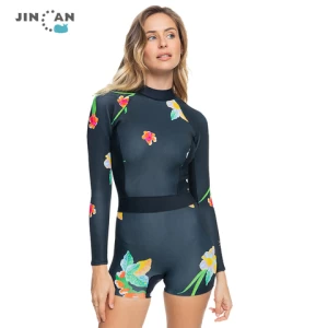 Wholesale Wetsuit Print Back Zipper Bathing Suit 2022 Swimwear Womens Long Sleeves Swimsuits Diving Surfing Wetsuits