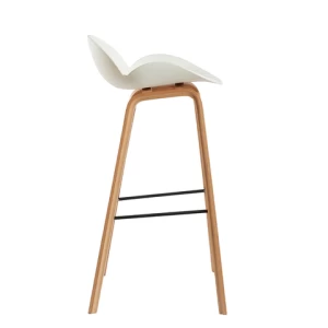 Wholesale White PP Seat Beech Wood Outdoor Bar Chairs Bar Table Stool Chair with Wooden Legs