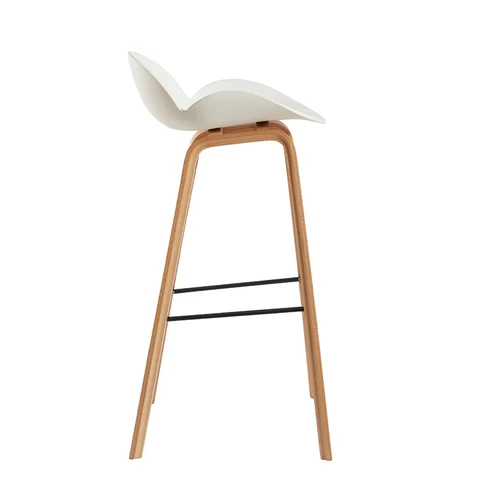 Wholesale White PP Seat Beech Wood Outdoor Bar Chairs Bar Table Stool Chair with Wooden Legs