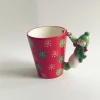 Winter holiday drinkware tumbler cups Christmas Mugs with 3D figurine Handle