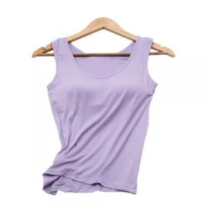 Women&#x27;s Camisole with Built in Bra V-neck Padded Slim Tank Top Comfortable T