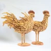 Wood Sculpture Carved Wooden Rooster Home Furnishing Artwork Craft