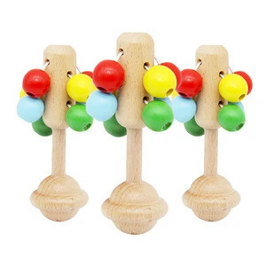 wooden baby toy rattle wood natural safe nontoxic wholesale kids craft baby rattle