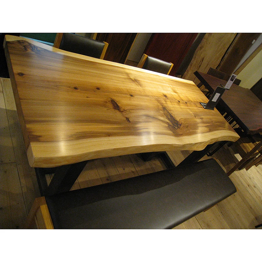 Wooden dining table solid original wood yanasesugi with natural color