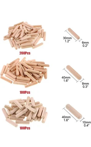 SENJEOK 1000 PCS 5/16 Inch Wooden Dowel Pins, Sall Fluted Dowel Pins