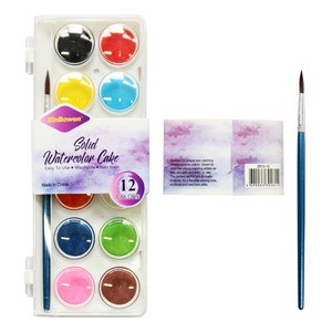 Xinbowen 12 Colors Bright Non-Toxic Watercolor Paint Cake Beginner Students Solid Water Colour Paint Sets