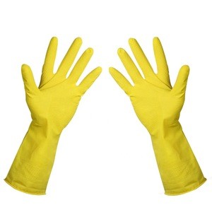 Yellow Latex Rubber Gloves Kitchen Dishwashing Household Latex Rubber Gloves