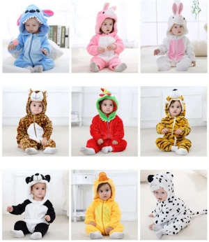 Newborn Flannel Baby Rompers Toddler Overalls Bebe Boys Girls Hooded Jumpsuit Animal Christmas Halloween Costumes Baby Clothes
