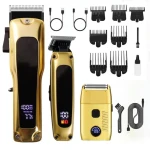 Super Luxury Men's Professional Hair Clippers Set 3-Piece Cordless Electric Shaver LED Display Lights Zero-Spacing Hair