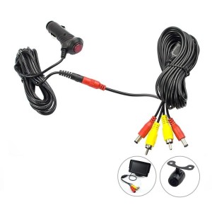 12V/24V Cigarette Lighter Power Supply Kit for Car Rear View Camera and Monitor with RCA Connection