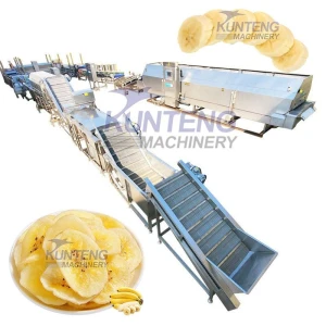Continuous Banana Slices Fruits Frying Production Line Fish Chicken Frying Machine EPC