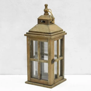 Rustic Brown Candle Lantern, garden wooden lantern & wholesale lanterns