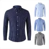 Wholesale Men Shirts Clothes Men Business Formal Casual Lapel Button Striped Letter Gentleman Daily Casual Shirt