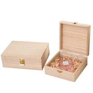 Factory Wholesale Wooden Packaging Box Unfinished Paulownia Wood Packaging Box