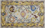 Hand Knotted New Zealand Wool Area Rug: Vibrant Geometric Design